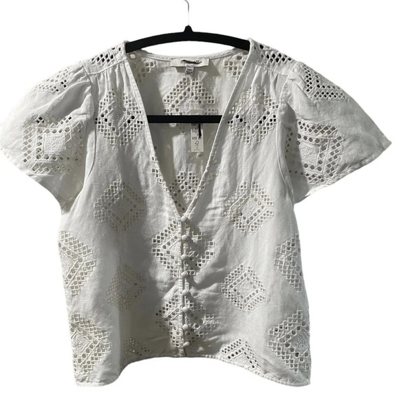 Madewell Eyelet Flutter Sleeve Top, NWT, Size XXS - Picture 4 of 8